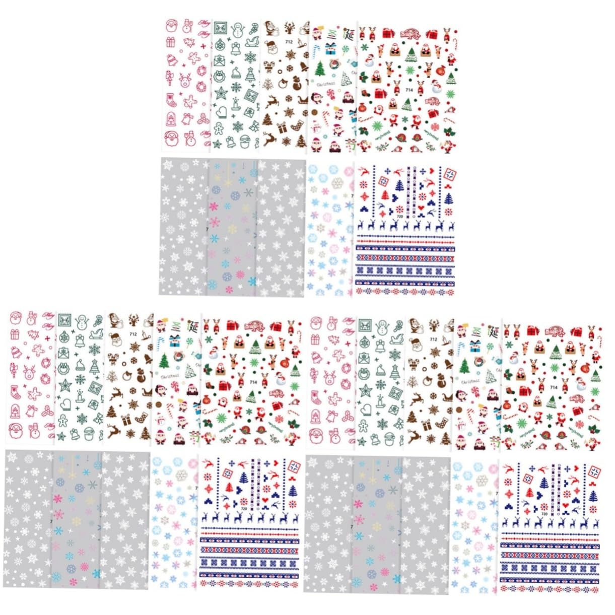 Healeved 30fogli Adesivi Per Unghie Natalizie Impermeabili Decorazioni Creativi Per Nail Art Adesivi Autoadesivi Per Donne e Ragazzo Ragazza Per Festività Di Natale