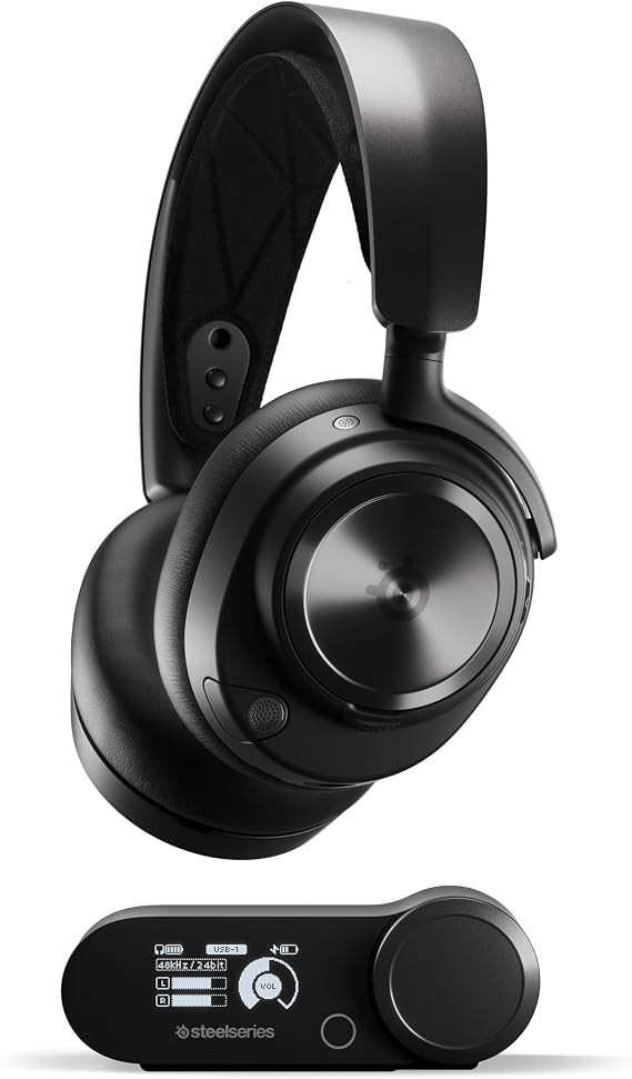 SteelSeries Arctis Nova Pro Wireless - Multi-System Gaming Headset- Unlimited Battery Life; 2 Hot-Swap Batteries - Premium Drivers - ANC - ClearCast Gen2 Mic - PC, PS,Switch, Mobile - Black