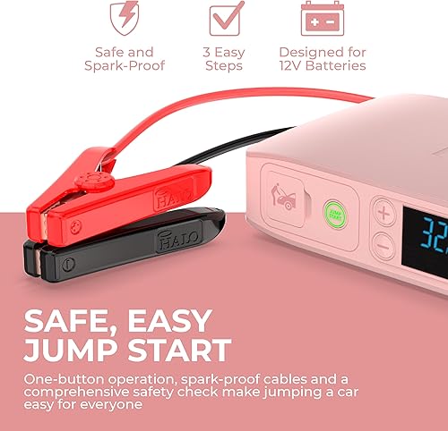 Miniatura 10 de HALO Bolt Air +, arrancador portátil para vehículo con compresor de aire, banco de energía con pantalla digital que carga múltiples dispositivos,