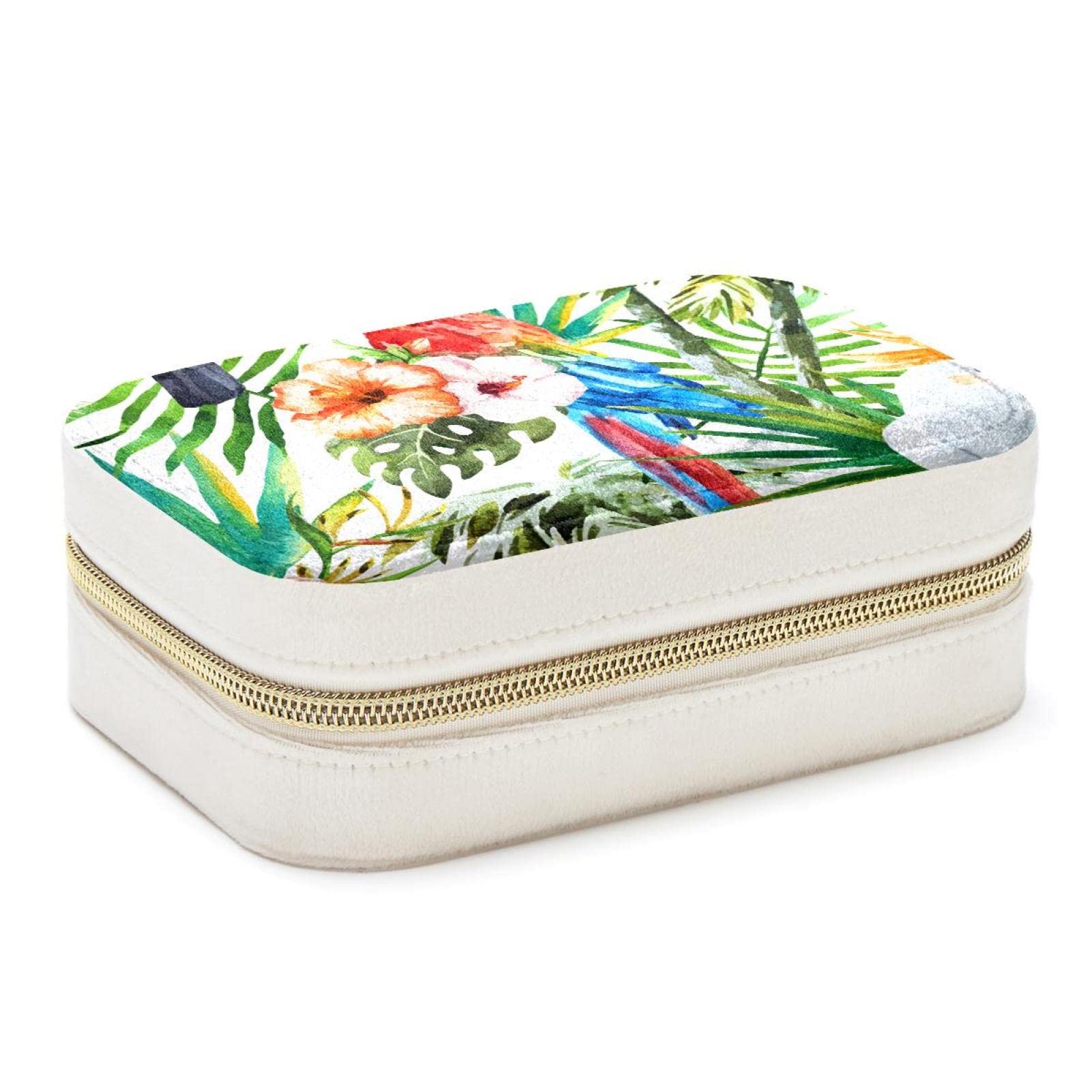 Boîte à bijoux portable motif fleurs pour vos week-ends et vacances