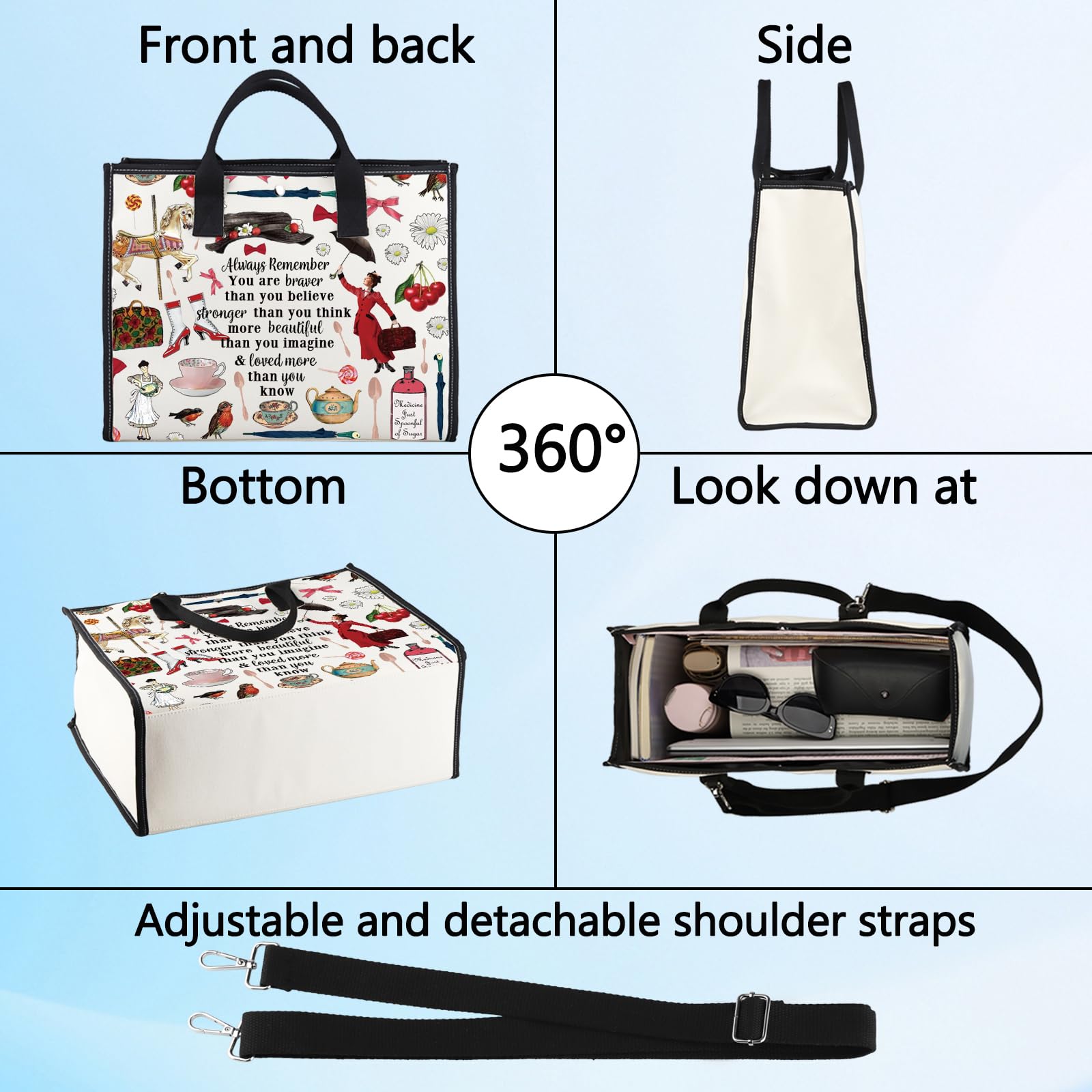 LEVLO Mary Movie Cosmetic Make up Bag Mary Fans Gift You are Braver Stronger Smarter Than You Think Makeup Zipper Pouch Bag Mary LT - Image 4