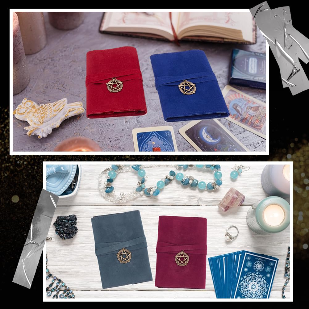 CREATCABIN Juego 7 Bolsa Terciopelo Tarjetas Tarot Bolsa Almacenamiento Tarot Bolsa Tela Tarot Bolsas Envolver Tarjetas Colgantes Estrella Cartas Tarot Baraja Oráculo Naipes Negro Azul Rosa