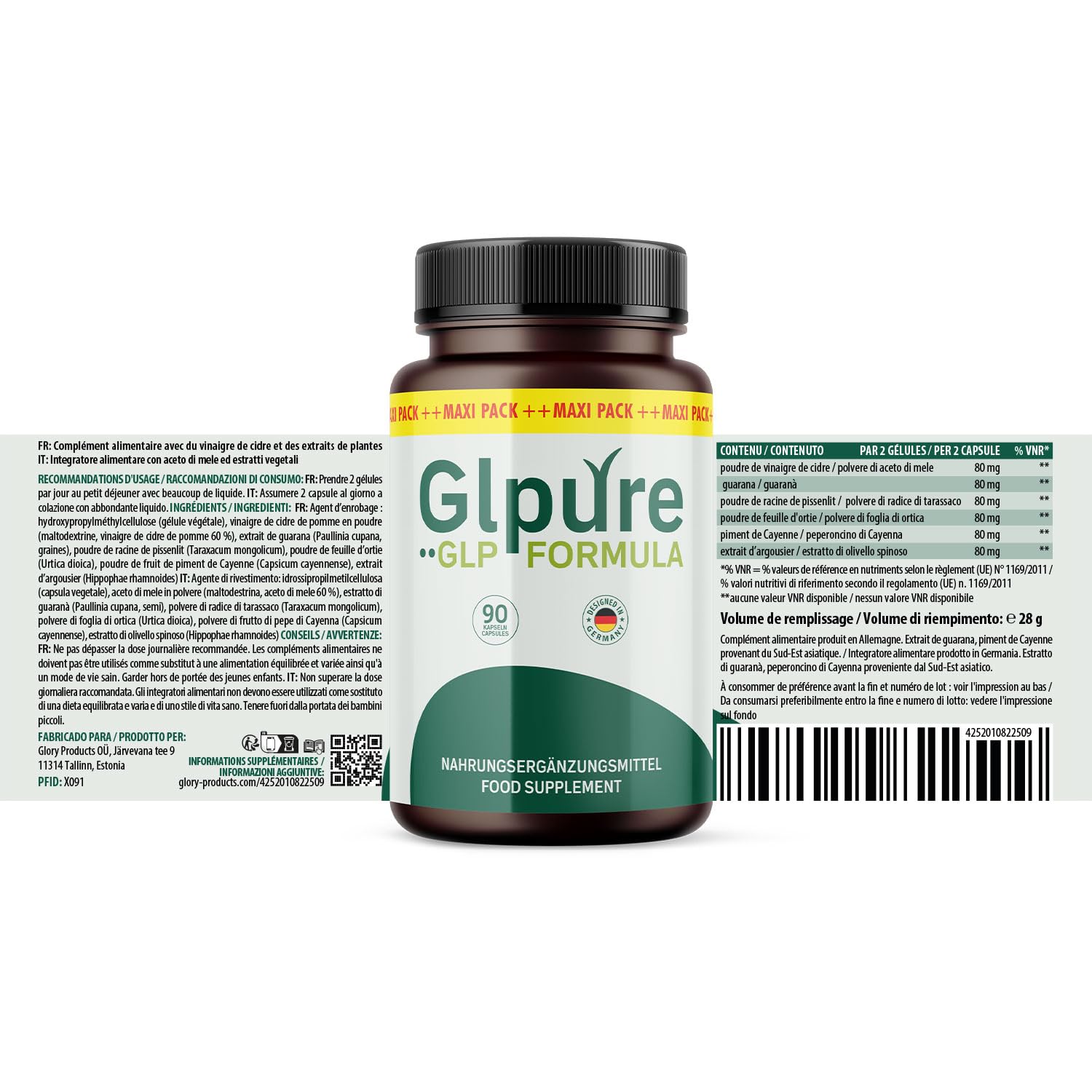 Glpure Formula Gélules | Le complément idéal pour atteindre votre objectif | avec des ingrédients précieux | Contenu 90 gélules