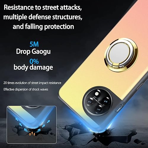 Miniatura 3 de ZHIYIWU Funda para teléfono OnePlus 11 5G Ocultar plegable telescópico con anillo Kickstand a prueba de golpes, con 1 protector de pantalla esquinas