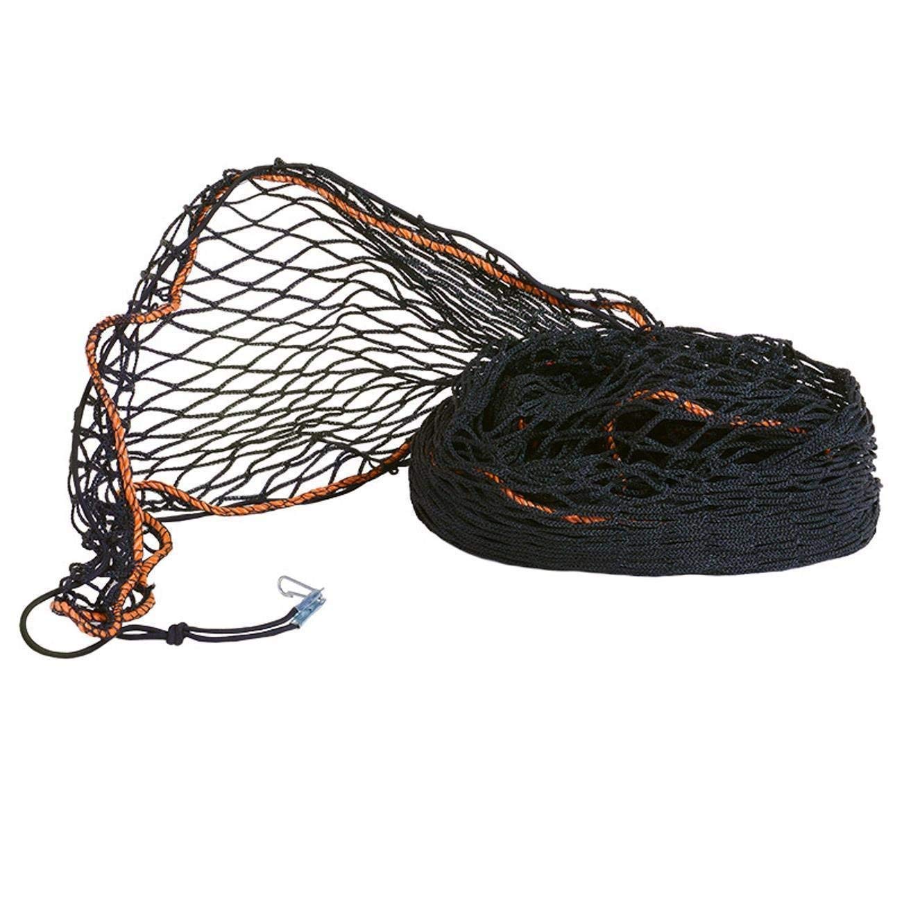 flesta® Anhängernetz 3,5 x 6,4 m I Stabiles Abdecknetz für Anhänger & Pritschen I 3 mm PE, 4,5 cm Maschenweite, verstärkter Rand I Inkl. 6 mm Gummiseil & Metallhaken zur Ladungssicherung