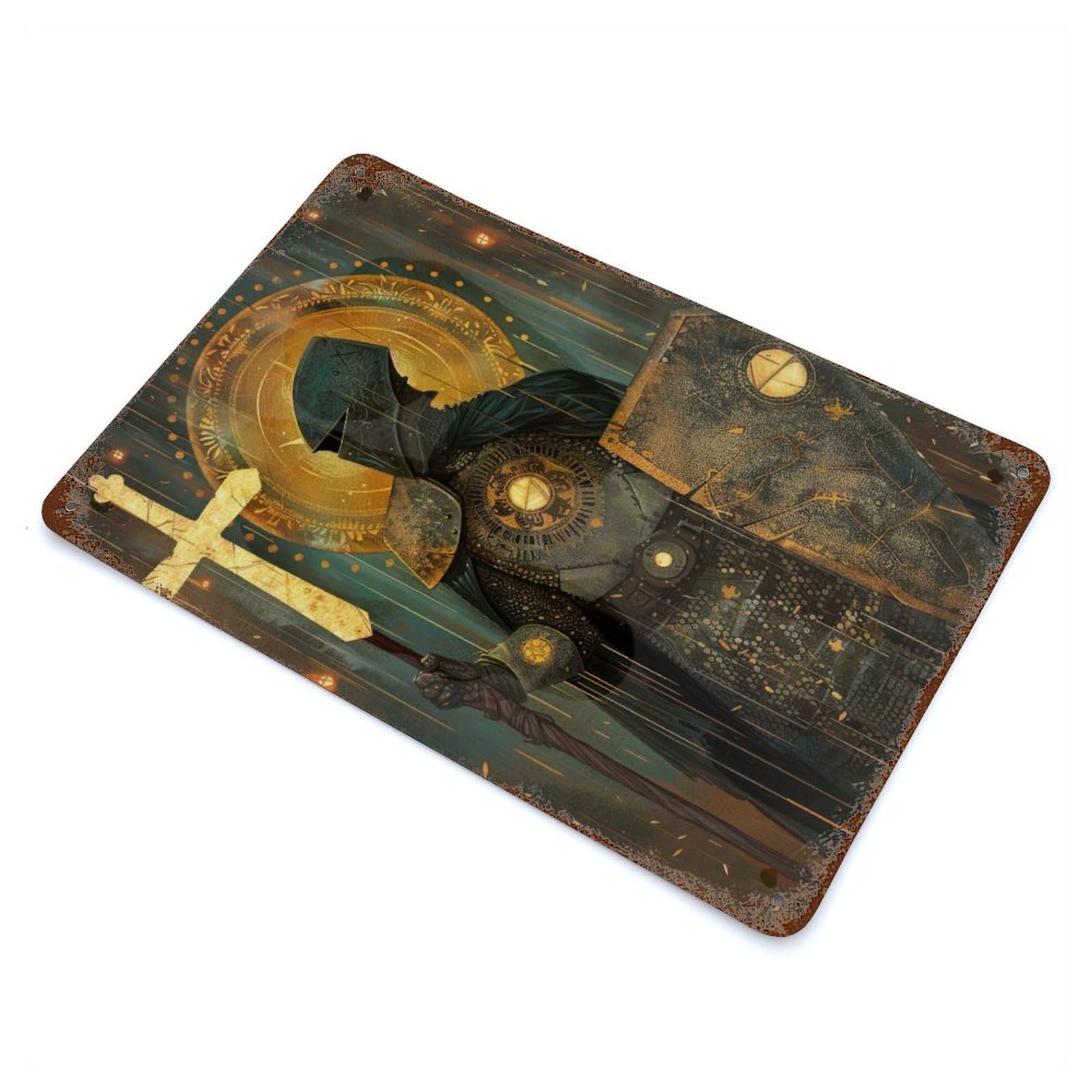 Garage Style Radiant Crusader Rust Effect Tin Sign 11.8"x7.9", Vintage Wall Decor for Bar And Workshop