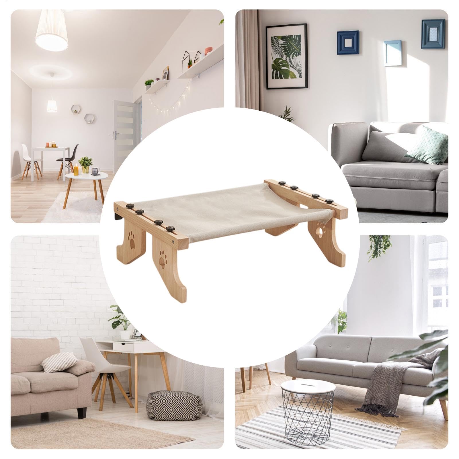 Amaca Per Gatto Robusto trespolo regolabile in legno e metallo per | Design ad Amaca, in Legno e Metallo Robusto Per Gatti Di Taglia Grande E Cuccioli