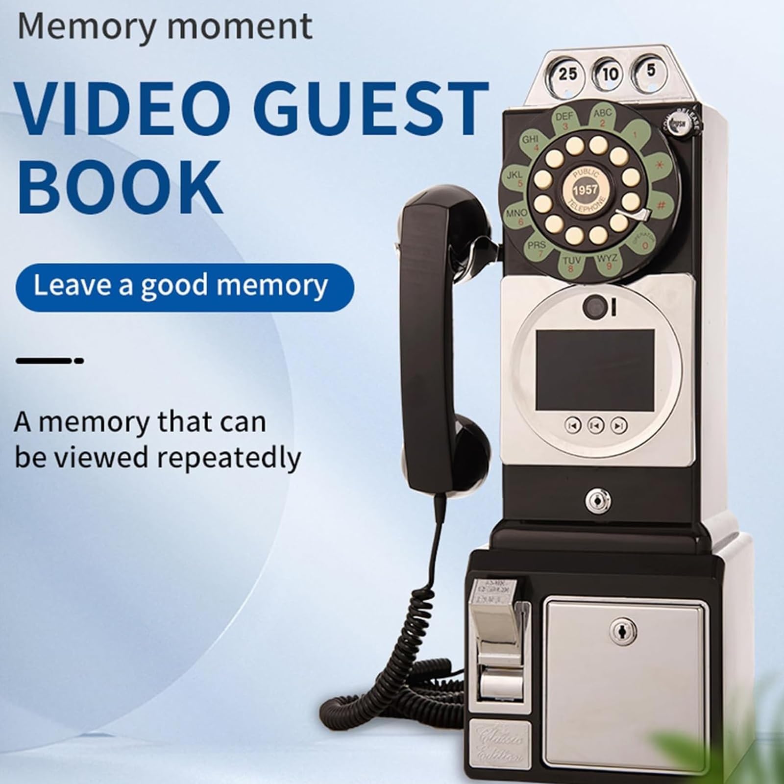 Livre d'or audio vidéo – Téléphone 32 Go avec objectif d'enregistrement, luminosité d'écran réglable, batterie 5000 mAh pour mariages, anniversaires, remises de diplômes, événements