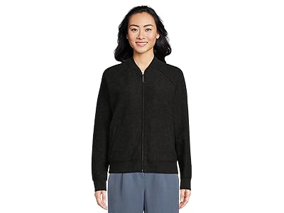 Eileen Fisher Lightweight Boiled Wool Stand Collar Jacket With Pockets Women