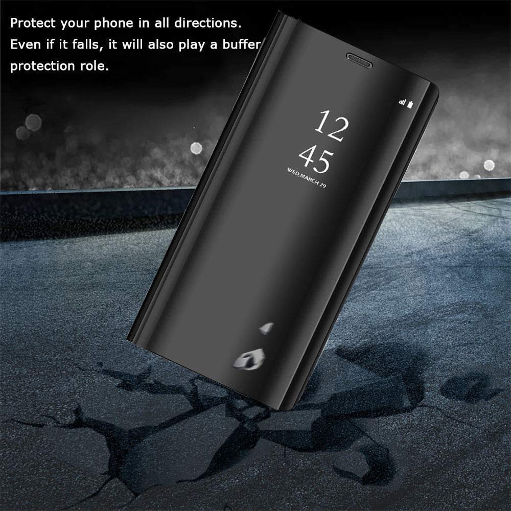 Custodia Flip Per Xiaomi Redmi Note 10 Pro Con Specchio Clear View E Supporto - Argento