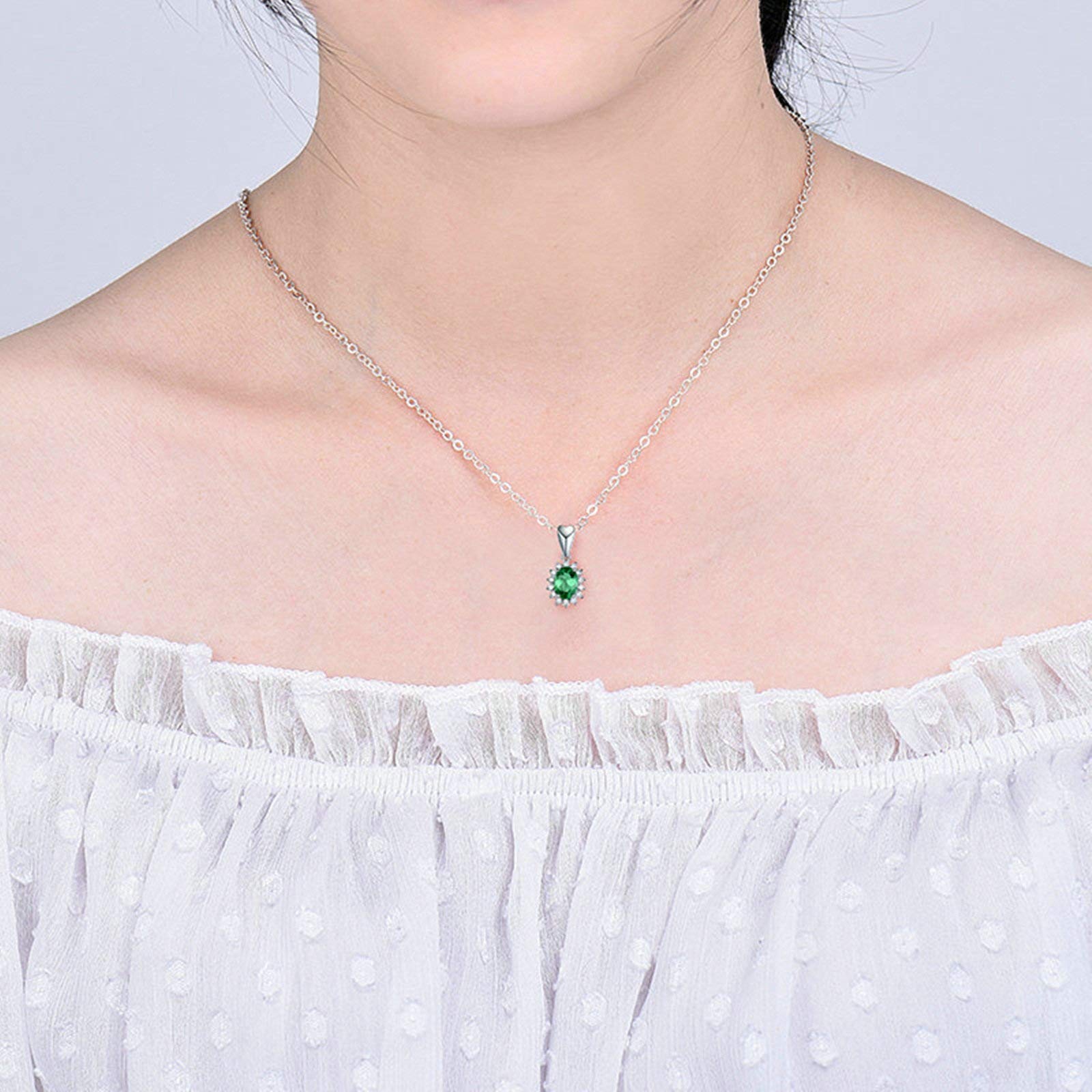 Collar para Mujer, corazón de Flores con Esmeralda creada en Laboratorio de 1 quilate, Oro de 18 Quilates/Plata de Ley 925, Collares con Colgante para Mujeres y niñas, Regalo para el día de la