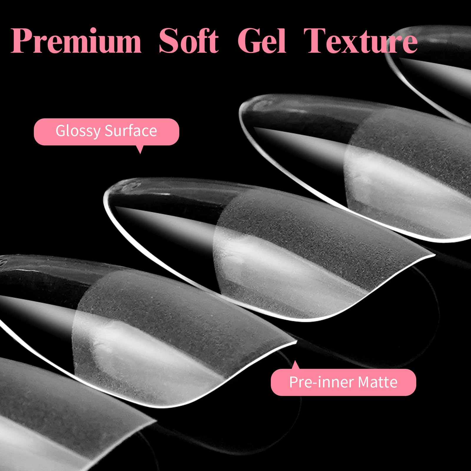 Almond Medium Soft Gel Tips, Venares Pack of 500 Artificial Nails, Short, 12 Sizes, Acrylic Nail Tips, Almond - Image 4