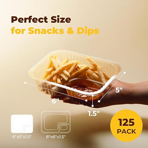 Miniatura 2 de Fit Meal Prep Paquete de 125 bandejas de plástico para nachos de 12 onzas, 2 compartimentos desechables para virutas y inmersiones, recipientes