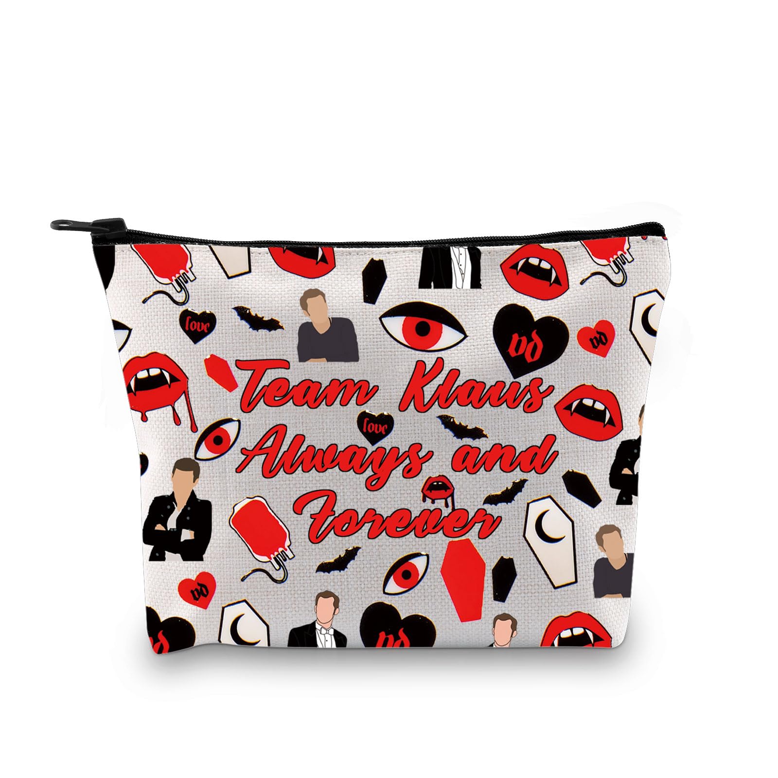 Zuo BaoVampire TV Show Inspired Makeup Bag Team Klaus Elijah Rebekah Always and Forever Cosmetic Bag TVD Merchandise (Team Klaus)