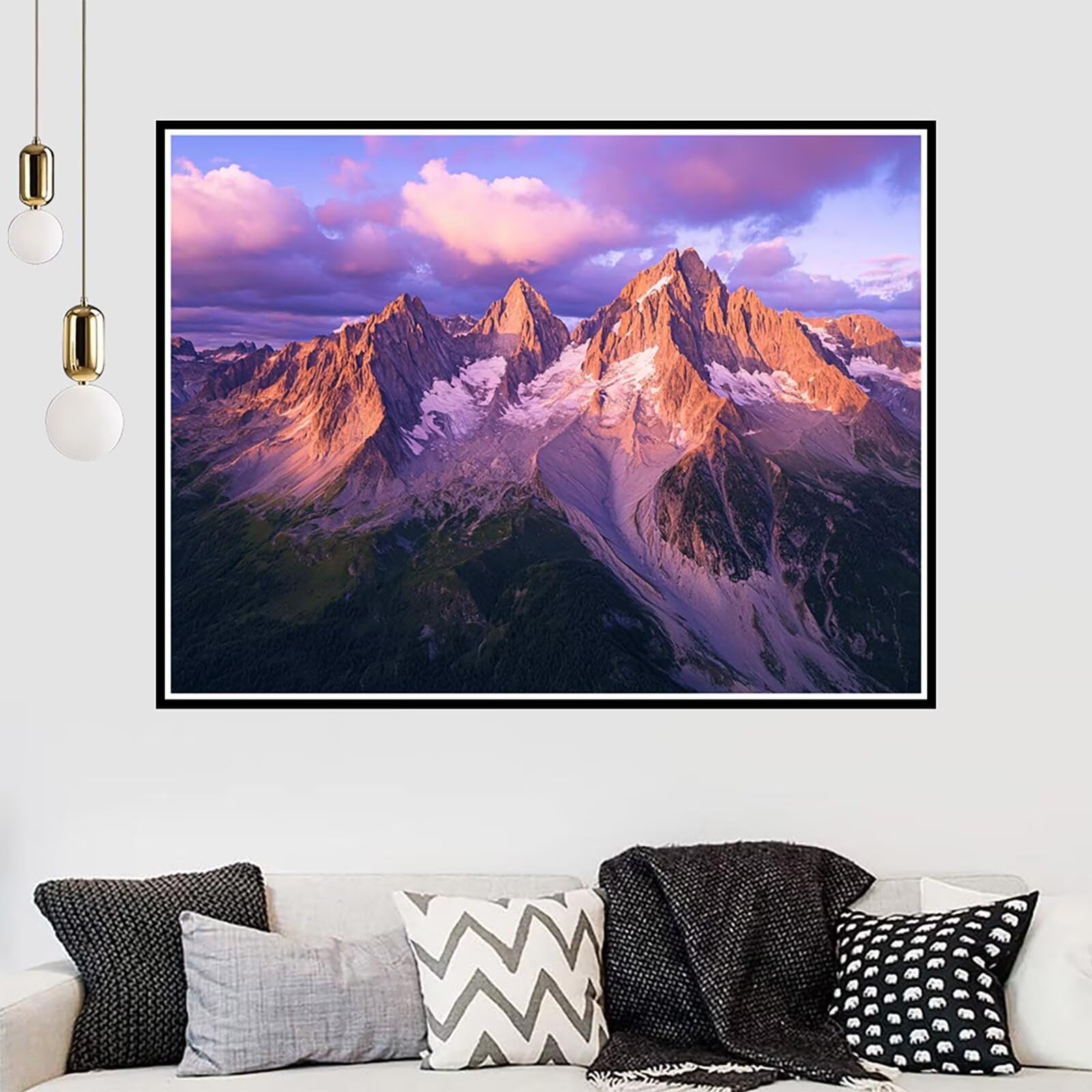 Diamentowe malowanie górskie diamentowe malowanie krajobraz diamentowy obraz dla dorosłych 5D DIY haft krzyżykowy diament DIY zestaw do dekoracji pokoju domu, prezent dla kobiety 90 x 70 cm