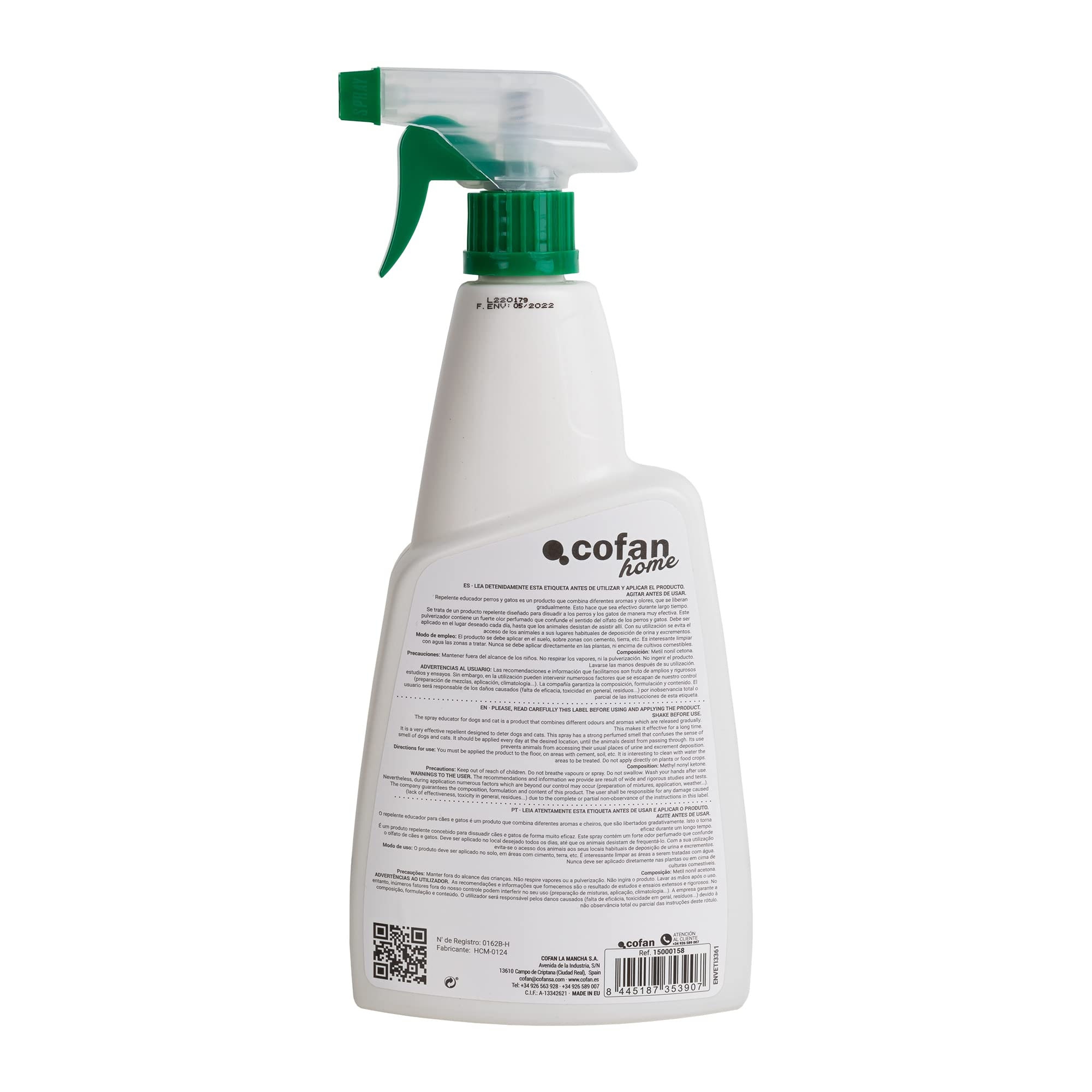Cofan Repelente para Perros y Gatos | Capacidad 750 ml