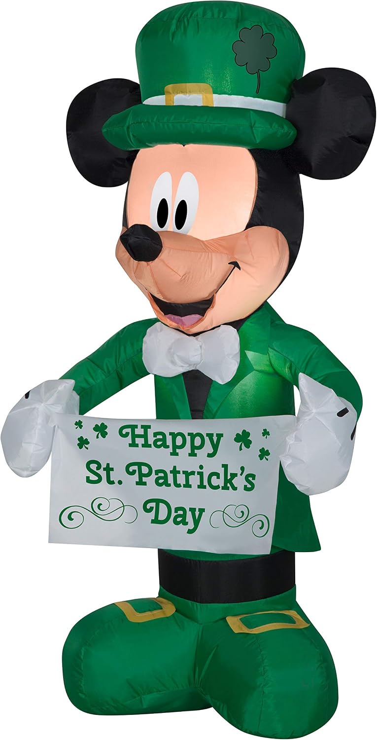 Gemmy Airblown Inflatable St. Patrick's Day Mickey Mouse, 3.5 ft Tall, Green