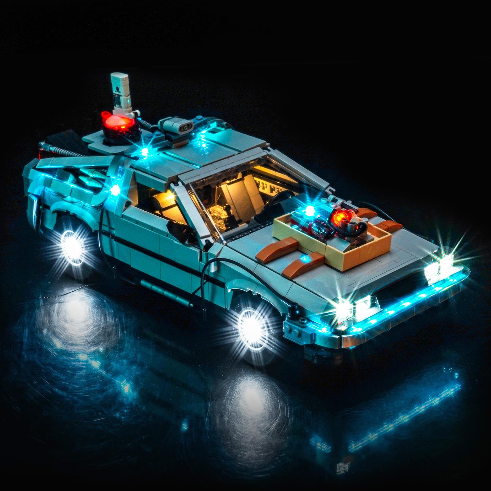 LocoLee Led Light Set Compatible with Lego 10300 Back to the Future Time Machine Light Decoration Lighting Kit Compatible with Lego 10300 Building Blocks Model,Only Lights Set,No Model