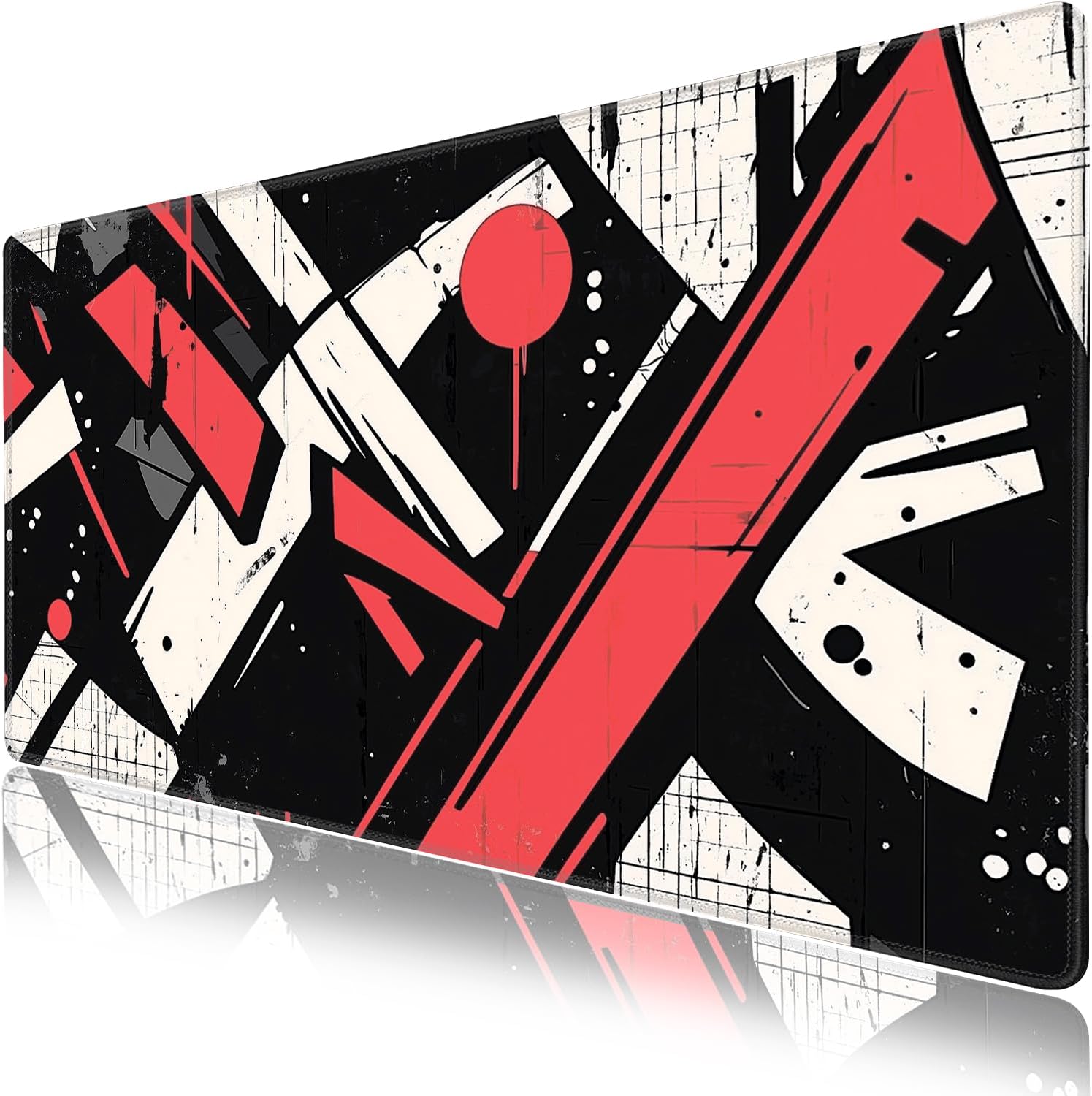 - Extra Large Abstract Gaming Mouse Pad for Computer, Laptop & Keyboard – 27.5"x11.8", Non-Slip Rubber Base, Water-Resistant Surface, Extended Mousepad for Gamers & Office (Crimson Shards, X-Large)