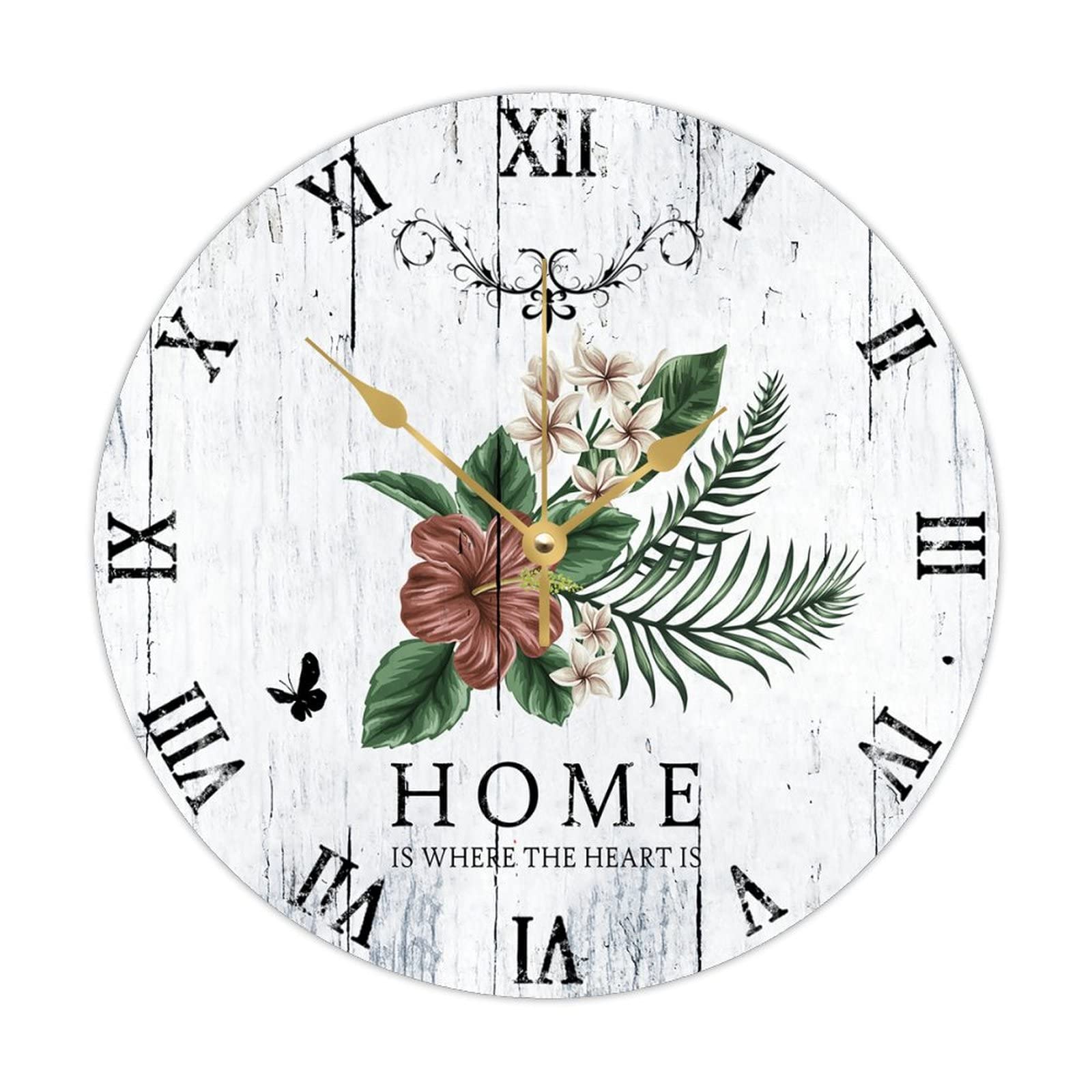 Horloge en bois vintage rustique 38 cm pour salon