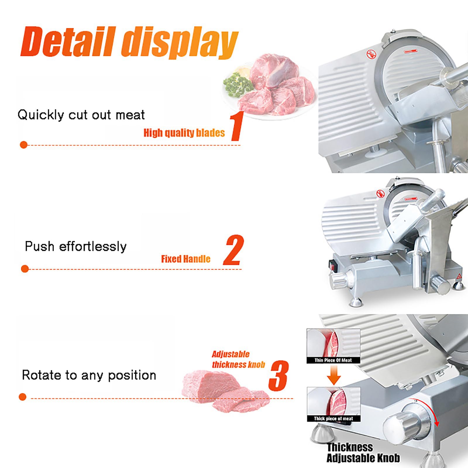 Affettatrice Elettrica per Carne E Pane, Affettatrice per Salumi, Spessore Regolabile da 0.2-15 Mm, Taglierina Elettrica, Taglierina per Alimenti da 250 W per Formaggi, Uso Domestico