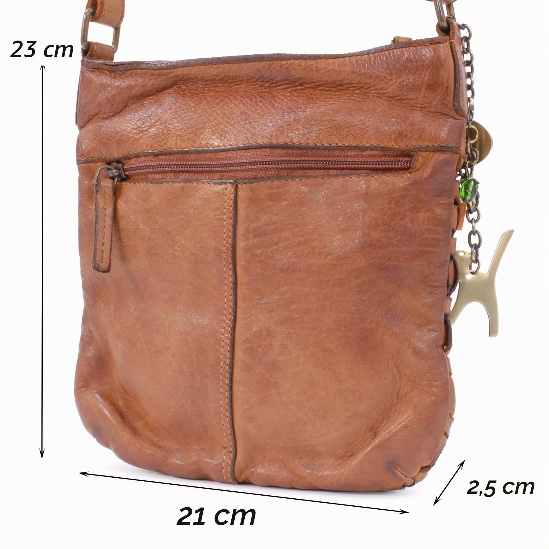 Catwalk Collection Handbags - Bandolera Pequeño de Piel Lavada - Bolso Cruzado de Mujer - Bolso Trenzado con Correa Desmontable - Simona