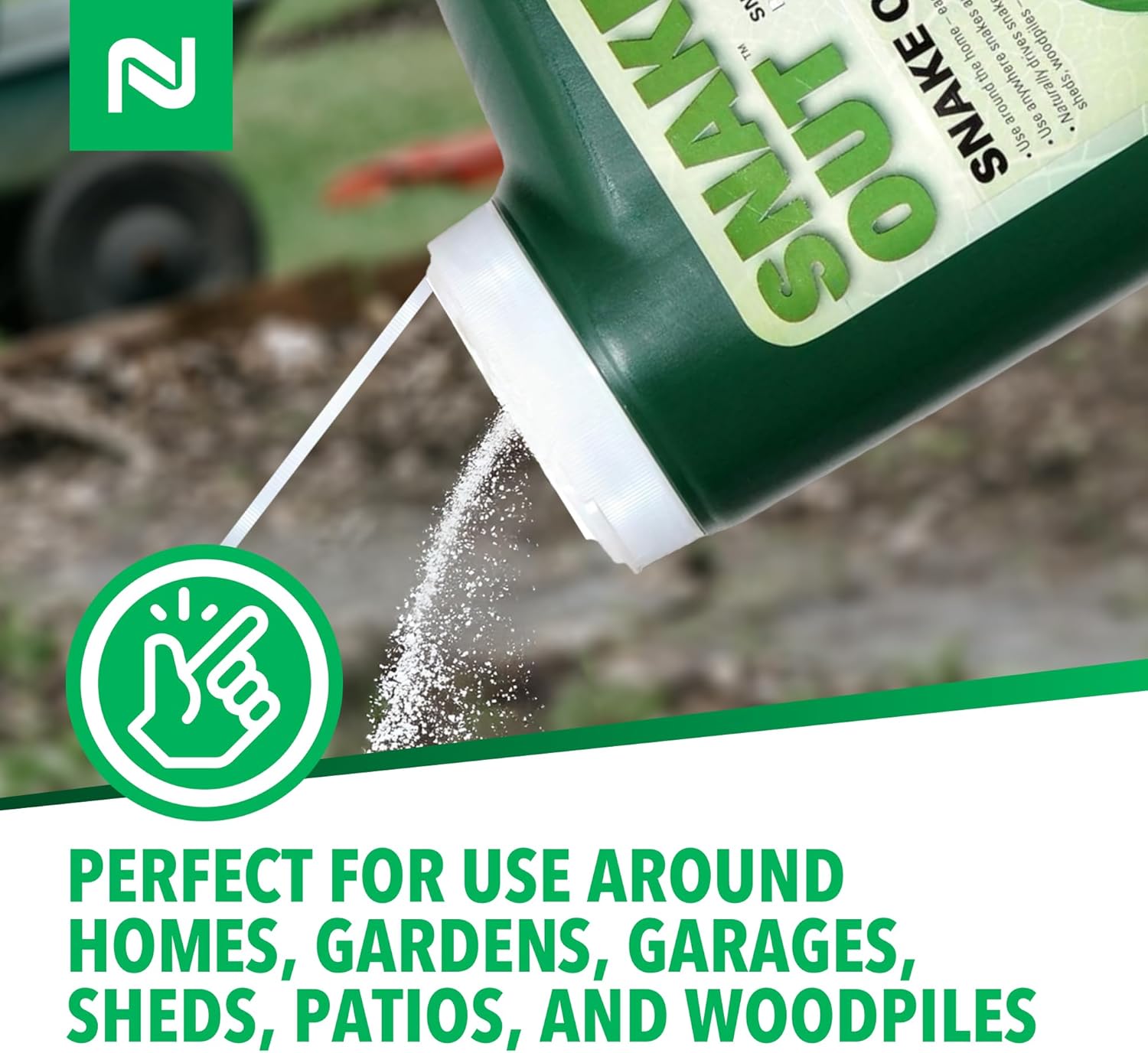 Nisus Snake Out Snake Repellent, Biodegradable, Safe for Pets and Children, Easy Application for Yards, Gardens, and Sheds, 25 lbs