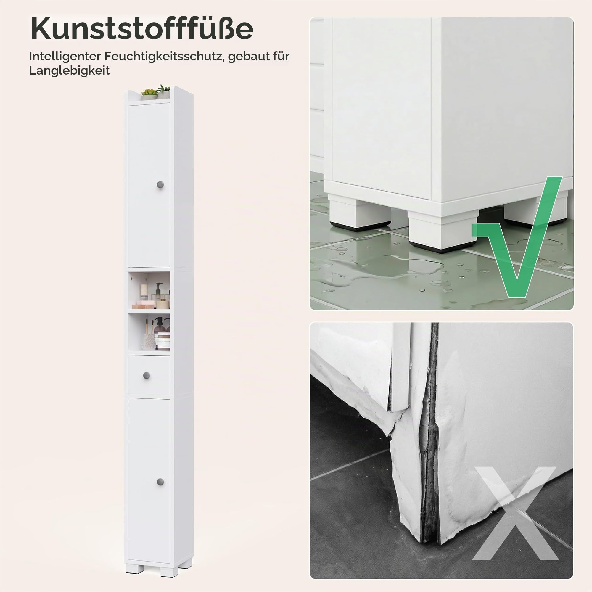 Mondeer Badezimmerschrank Hochschrank Schmal 20 cm für Kleine Räume