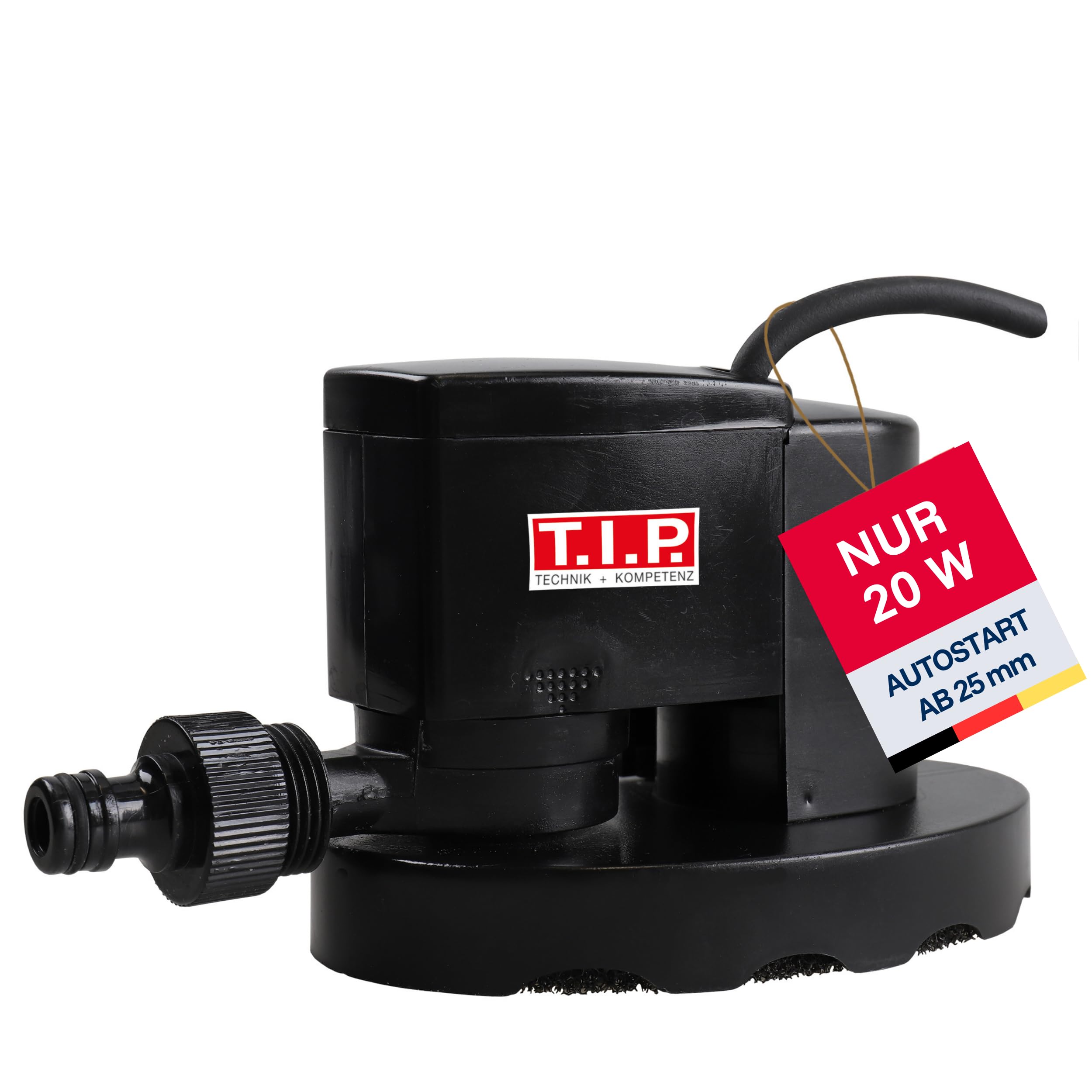 T.I.P. Pool-Cover-Pumpe mit Automatik (für Abdeckplanen und Solarfolien, Whirlpoolentwässerungspumpe, 1.300 l/h Fördermenge, 1,6m Förderhöhe, Filterschwamm, Trockenlaufschutz) CoverOne 1500 AUT, 30441