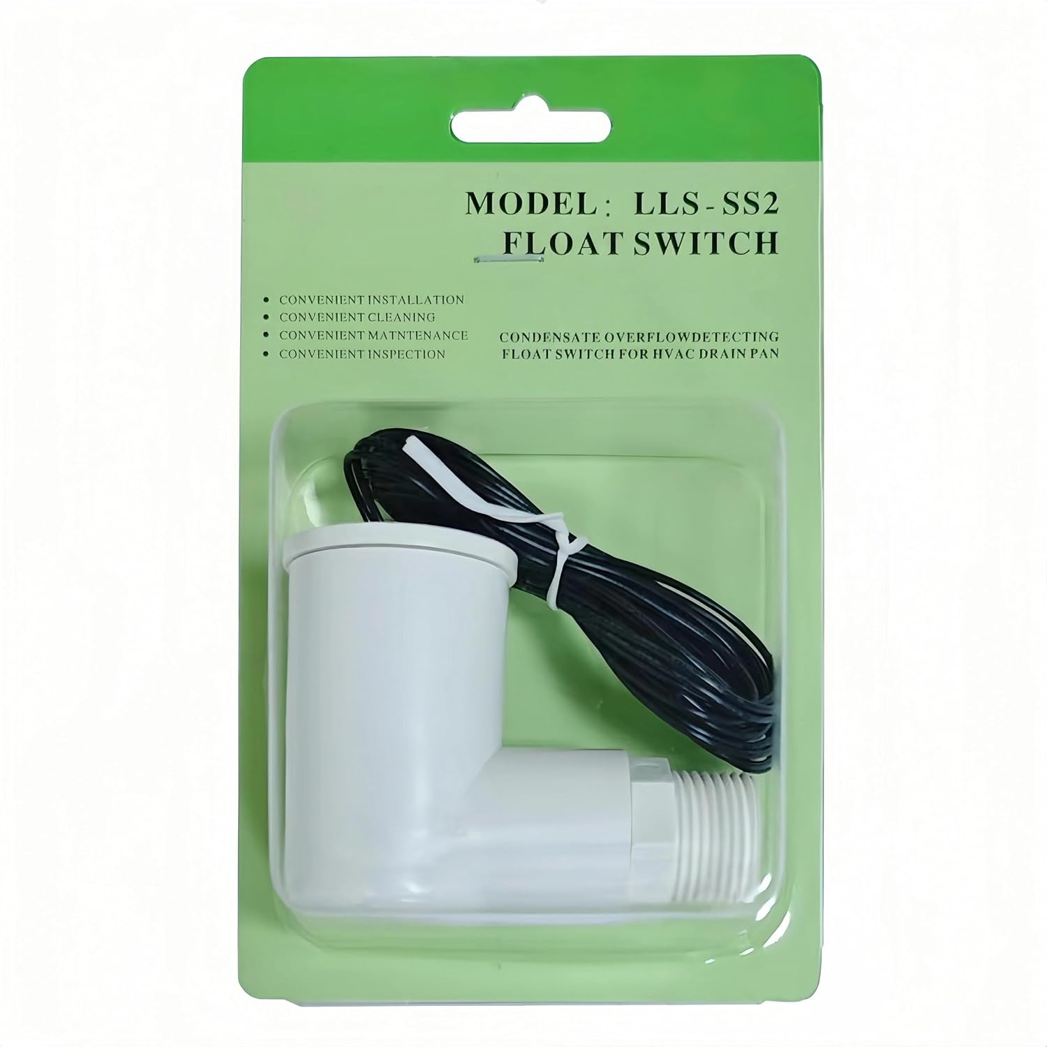 SS2 L Shape Float Switch, HVAC Condensate Drain Pan Overflow Sensor, AC Float Switch Detects Clogged Drain & Automatically Shuts Off System
