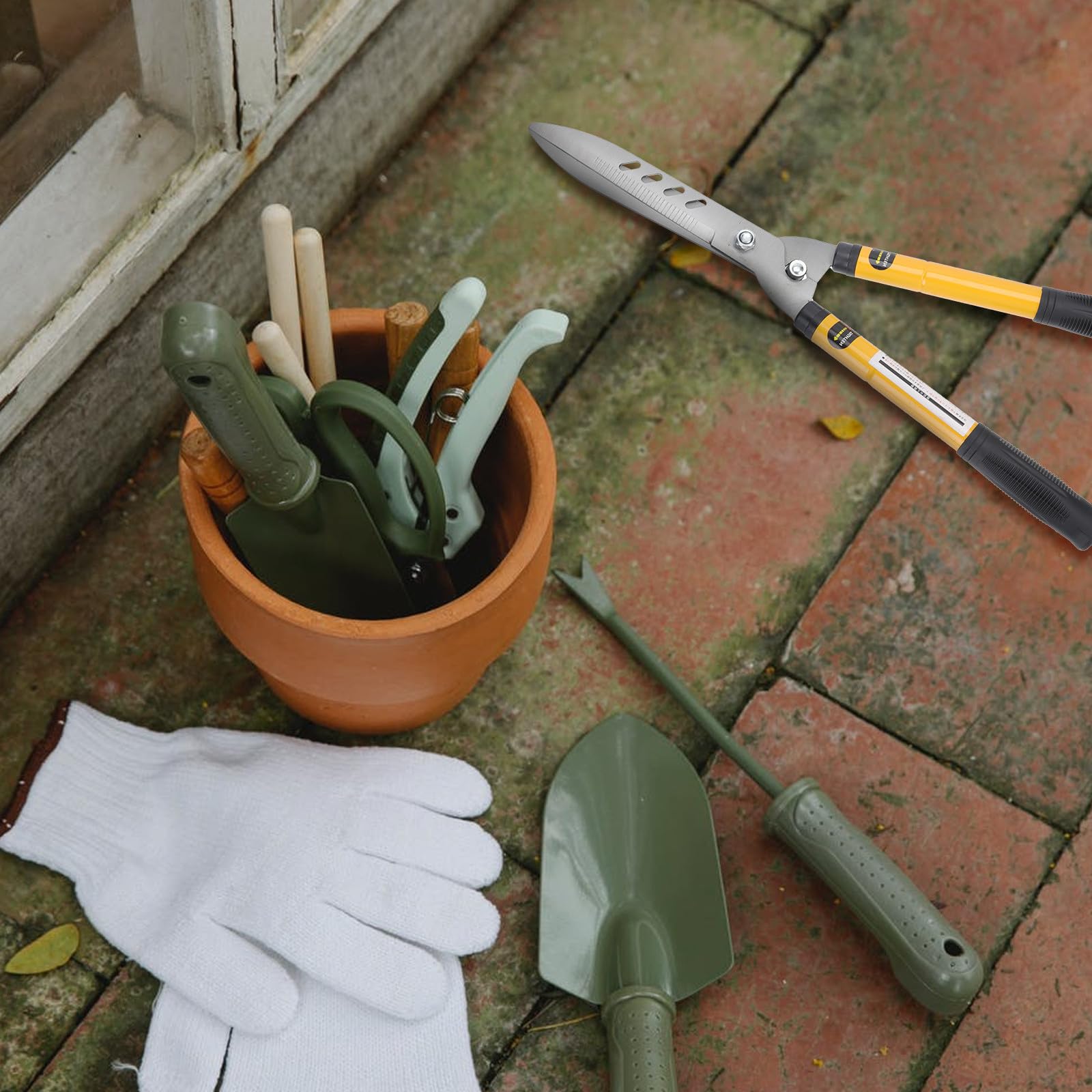Didiseaon Forbici da Giardino per Potatura, Cesoie da Giardino, Acciaio e Plastica, Manico Telescopico, per Siepi e Rami, per Giardinaggio