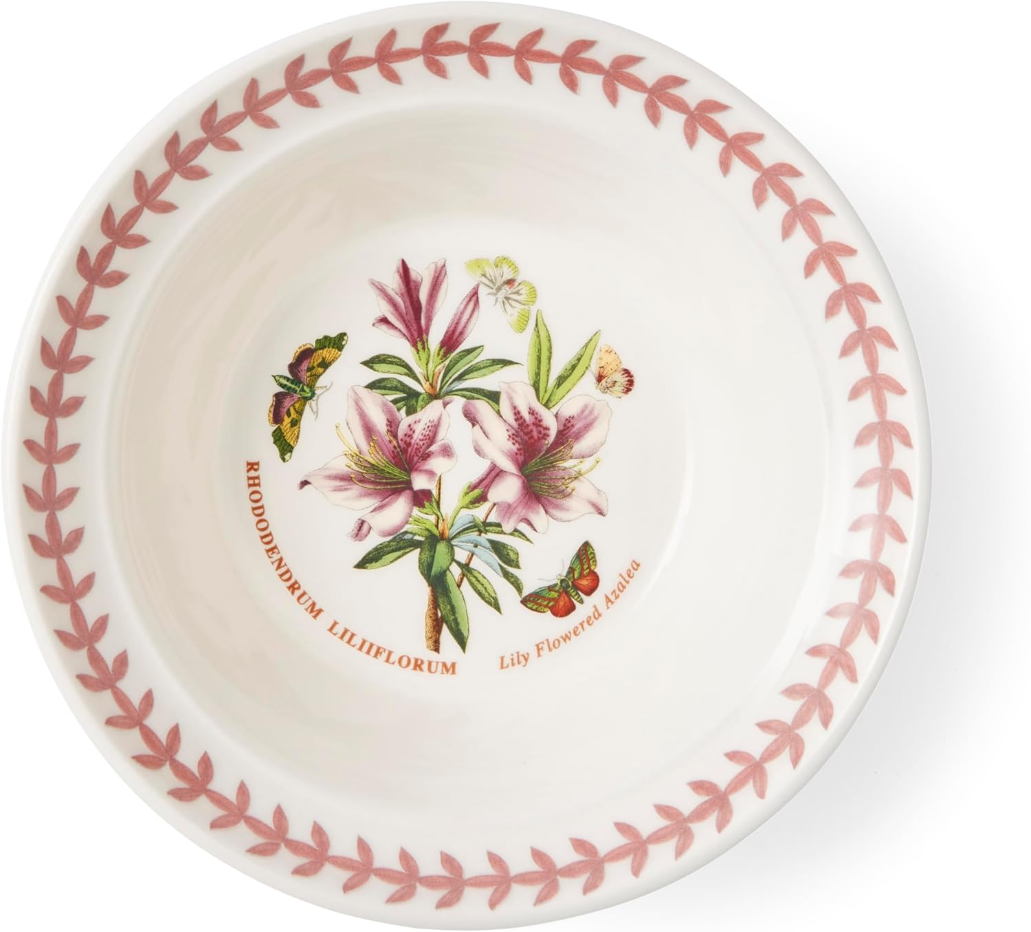 Portmerion Botanic Garden Meadow - 6.5" Round Oatmeal Bowl (Set of 6) | Assorted Florals with Colorful Laurel Leaf Border| Earthenware | Microwave & Dishwasher Safe | Home & Restaurant for Daily Use