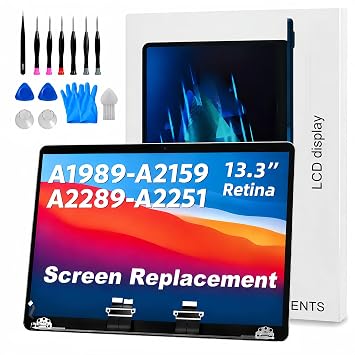 Screen Replacement for MacBook Pro 13.3 inch A1989 A2159 A2289 A2251, 2018 2019 2020 LCD Display Screen Assembly, Space Gray