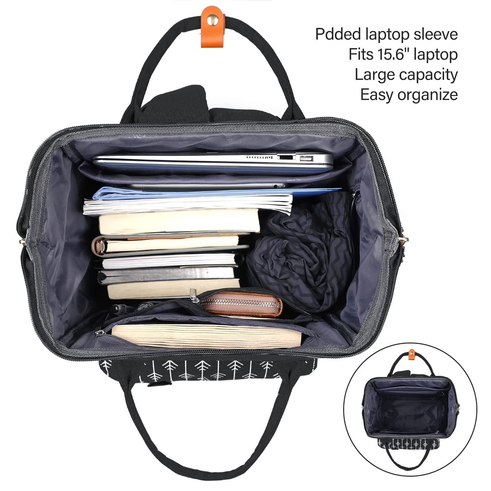 Zaino da donna, per laptop, zaino per la scuola, per ragazze, con porta di ricarica USB