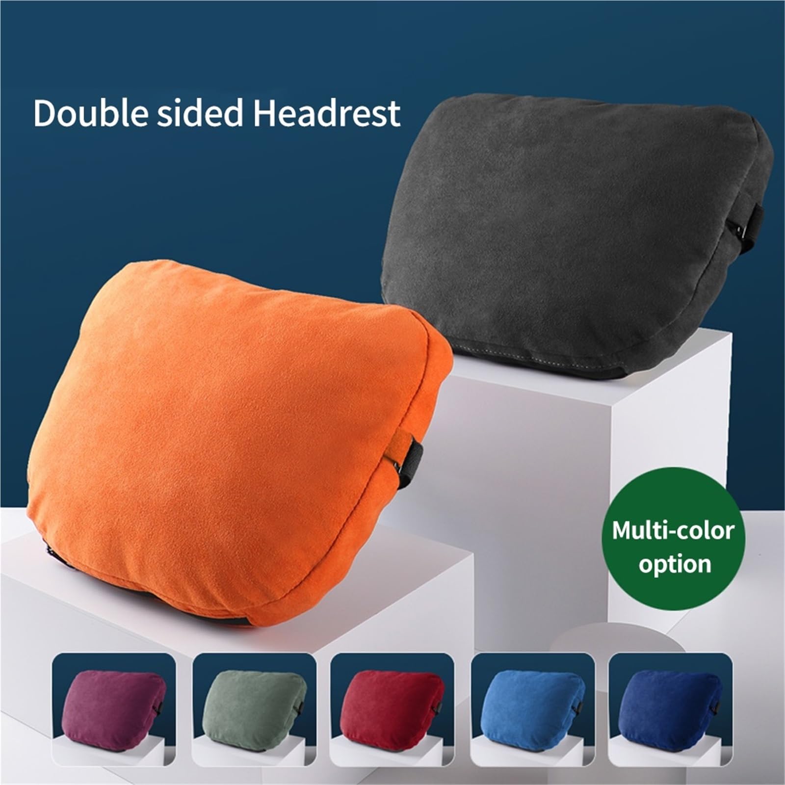 Nackenkissen Universal-Nackenkissen für die Kopfstütze des Sitzes, doppelseitig, PU-Leder, Wildleder, Memory-Kissenschutz, Reisezubehör
