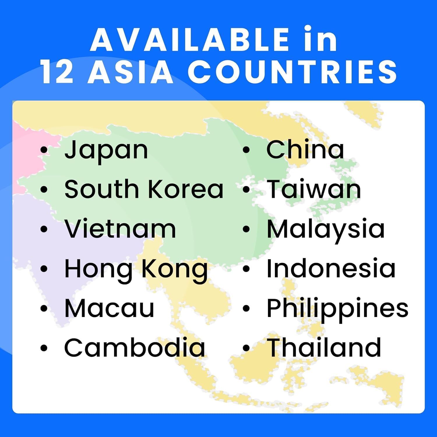 Travel Data SIM 30 Days for China Mainland, Japan, Korea, Thailand, Hong Kong, Taiwan, Vietnam and More, 30GB of High-Speed Data, Instant Activation, Prepaid Digital SIM Card