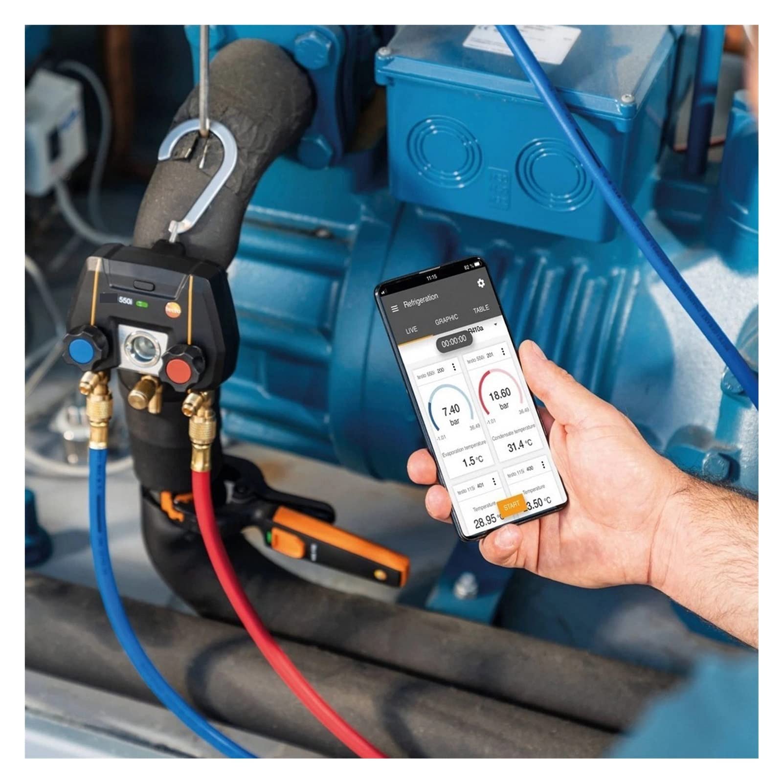 Digital Refrigeration Gauge Manifold App Controlled 2 Valves Air Pressure Bluetooth-compatible Manometer Tool do konserwacji testów