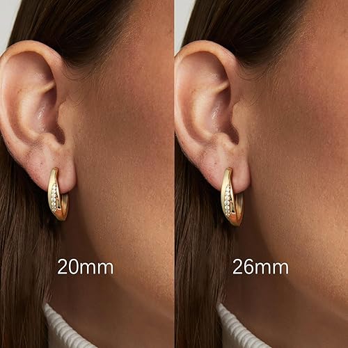 Miniatura 4 de 14K Gold Earrings for Women Gold Hoop Earrings for Women Hoop Earrings for Womens Hoops Lightweight Cubic Zirconia Hoops Earrings for Womens