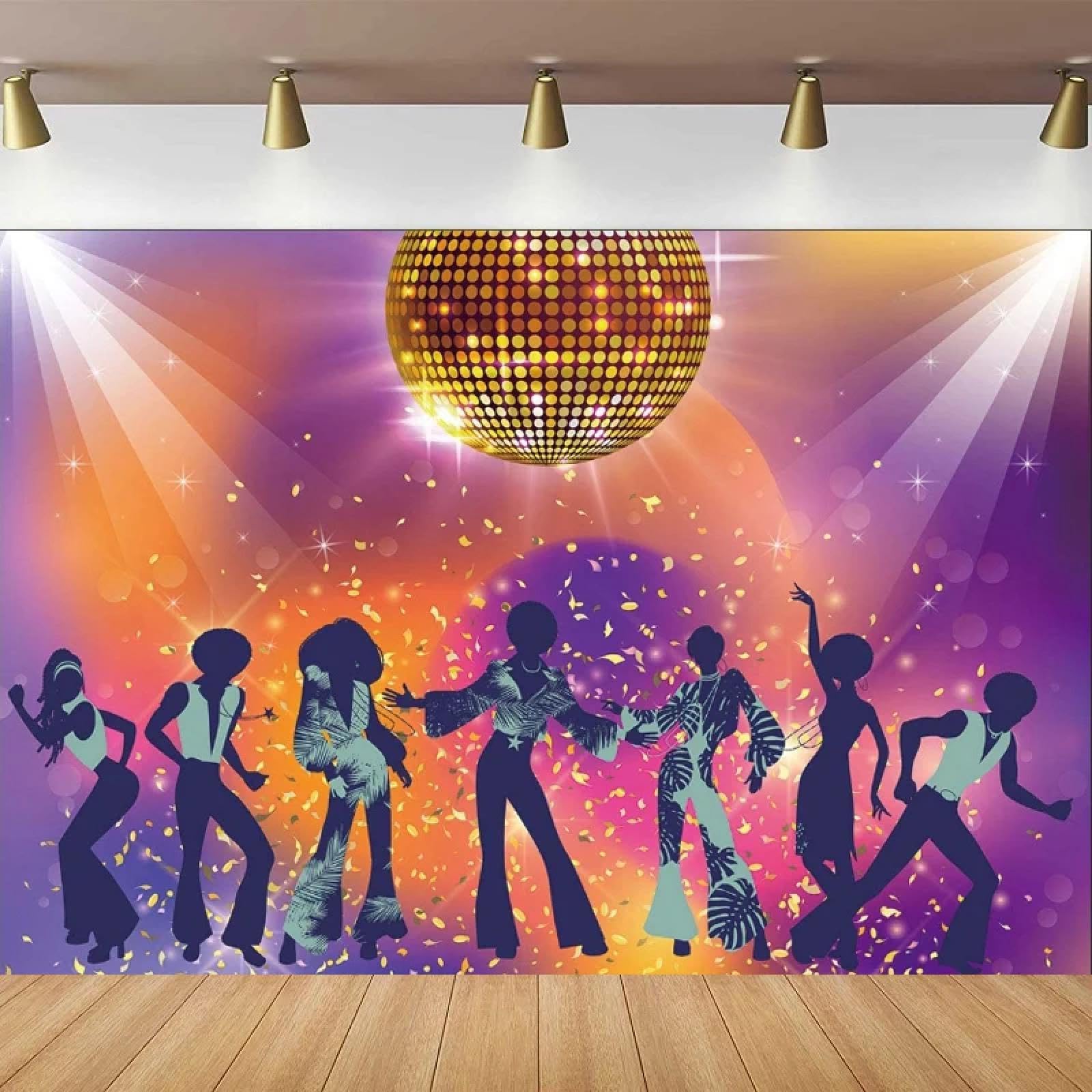 Fotografia Sfondo Glitter lucido palcoscenico luci banner anni ' 60 ' 70 anni ' 80 anni ' 90 musica da discoteca festa di compleanno decorazione della camera poster di sfondo