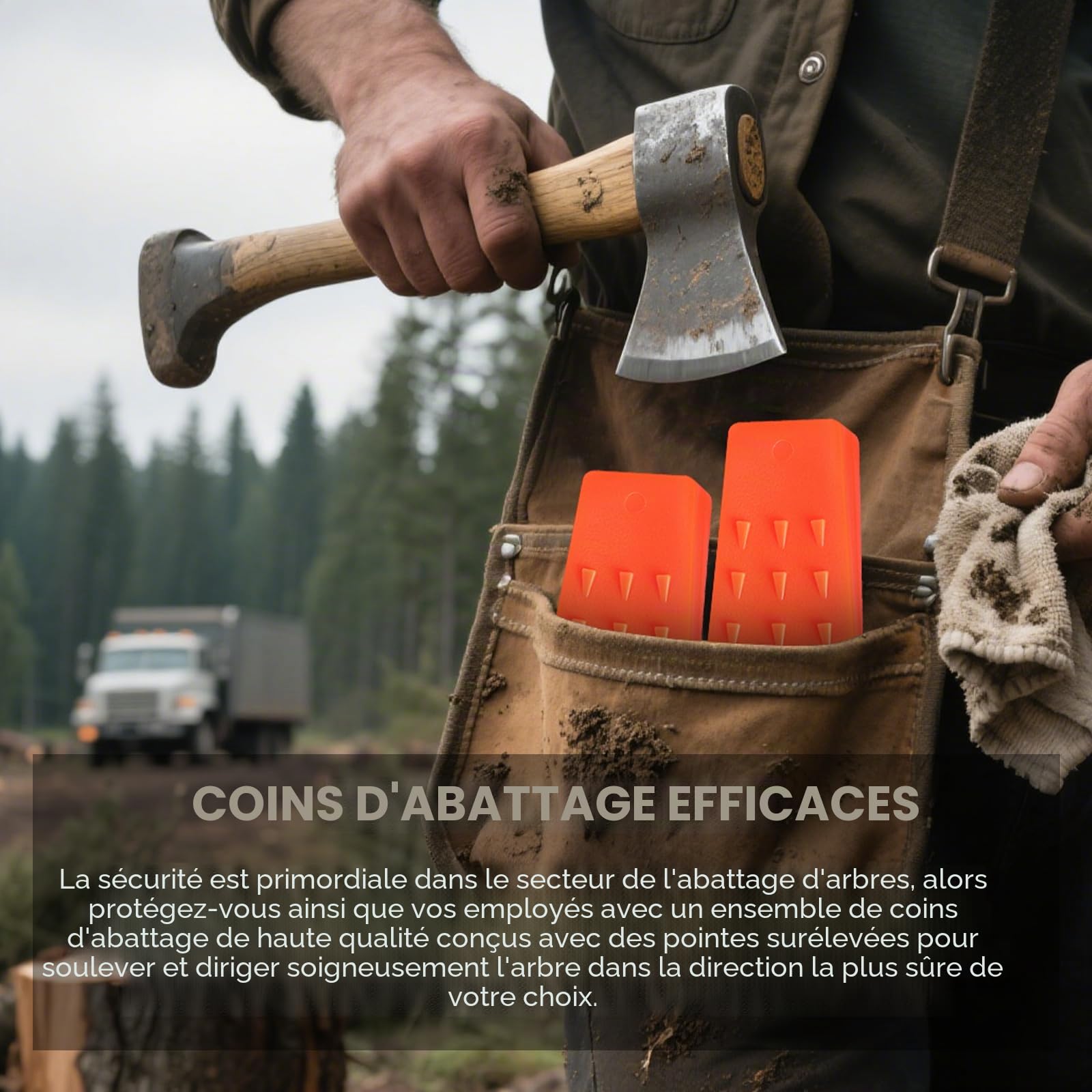 Lot de 6 Cales d'abattage d'arbres avec Pointes pour Une Coupe sûre des Arbres – 3 Cales de 20,3 cm et 14 cm avec Sac de Rangement ; 6 Chiens d'abattage pour Guider Les Arbres stabiliser et en Toute