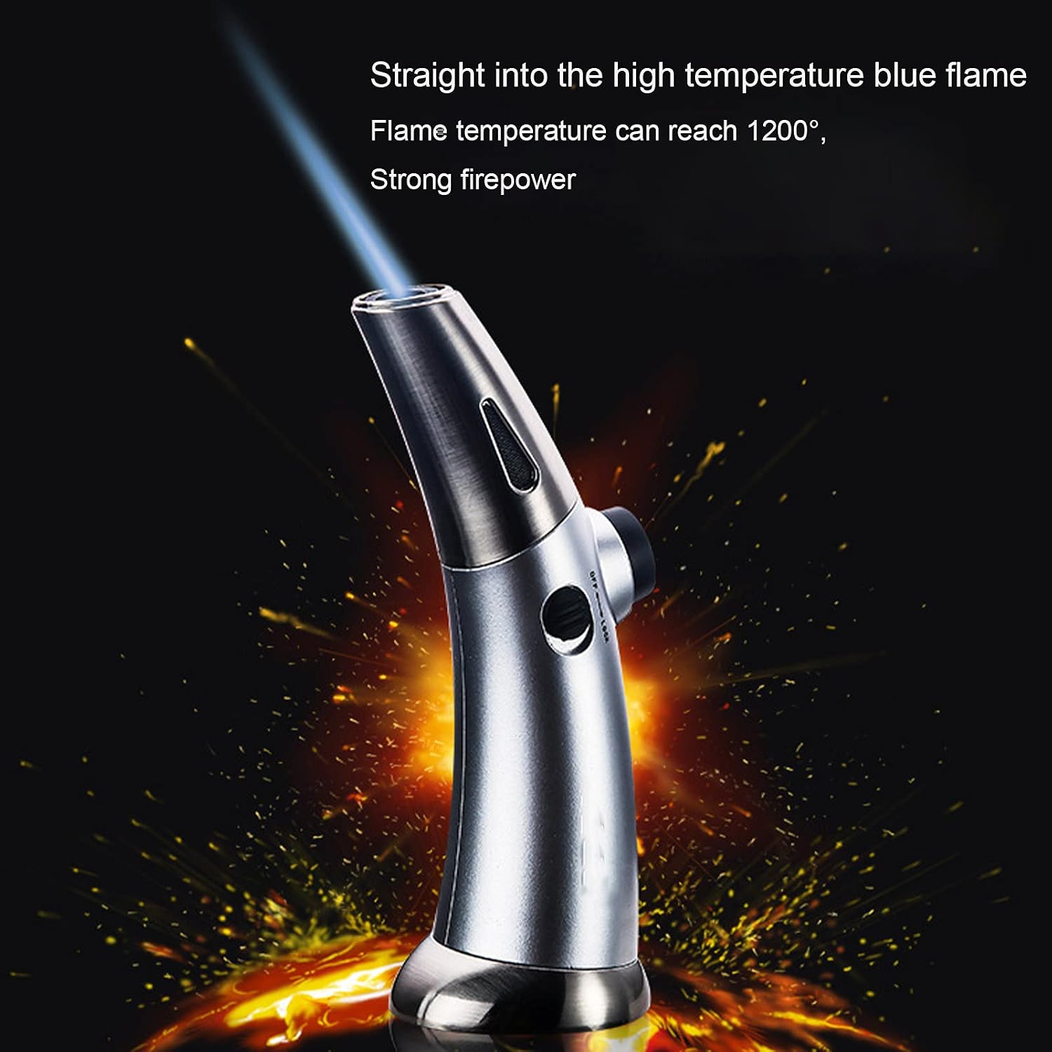 HB1 Portable Spray Gun Adjustable Flame Size in One Hand Butane Torch Refillable Cigar Straight Into the Fixed Flame Lighter Continuous Flame Lock image 3