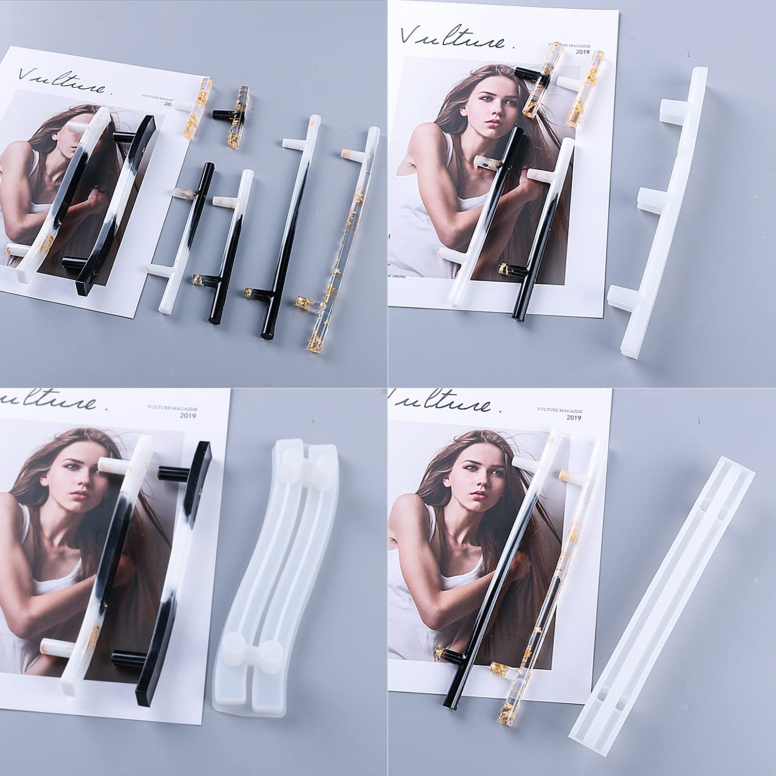 4 Stampi In Silicone Per Manici A Vassoio Fai Da Te | Dimensioni Diverse Per Maniglie Per Cassetti, Mobili E Sottobicchieri In Resina
