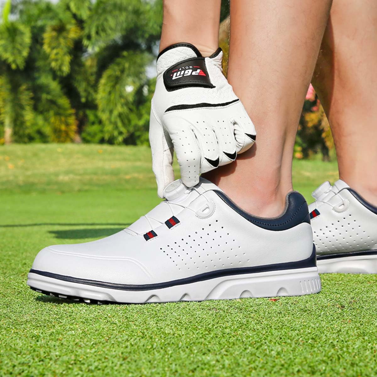 Zapatos de Golf de Cuero sin Clavos Impermeables para Hombre