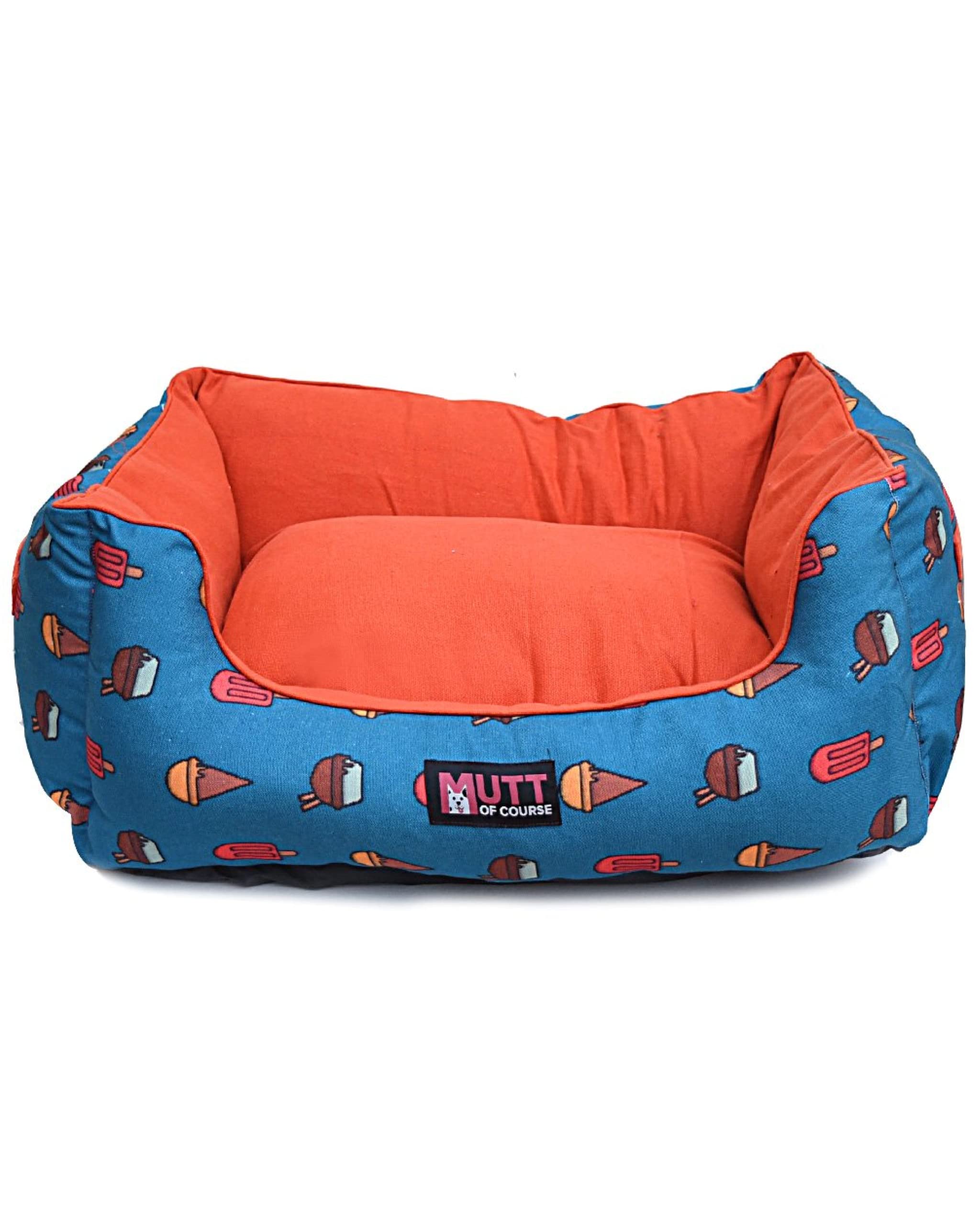 Mutt of Course Pupsicles Lounger Dog Bed | Cushioned Pet Bed with Removable Cover | Anti-Skid with Waterproof Base Bed for Dogs | Easy to Wash - M