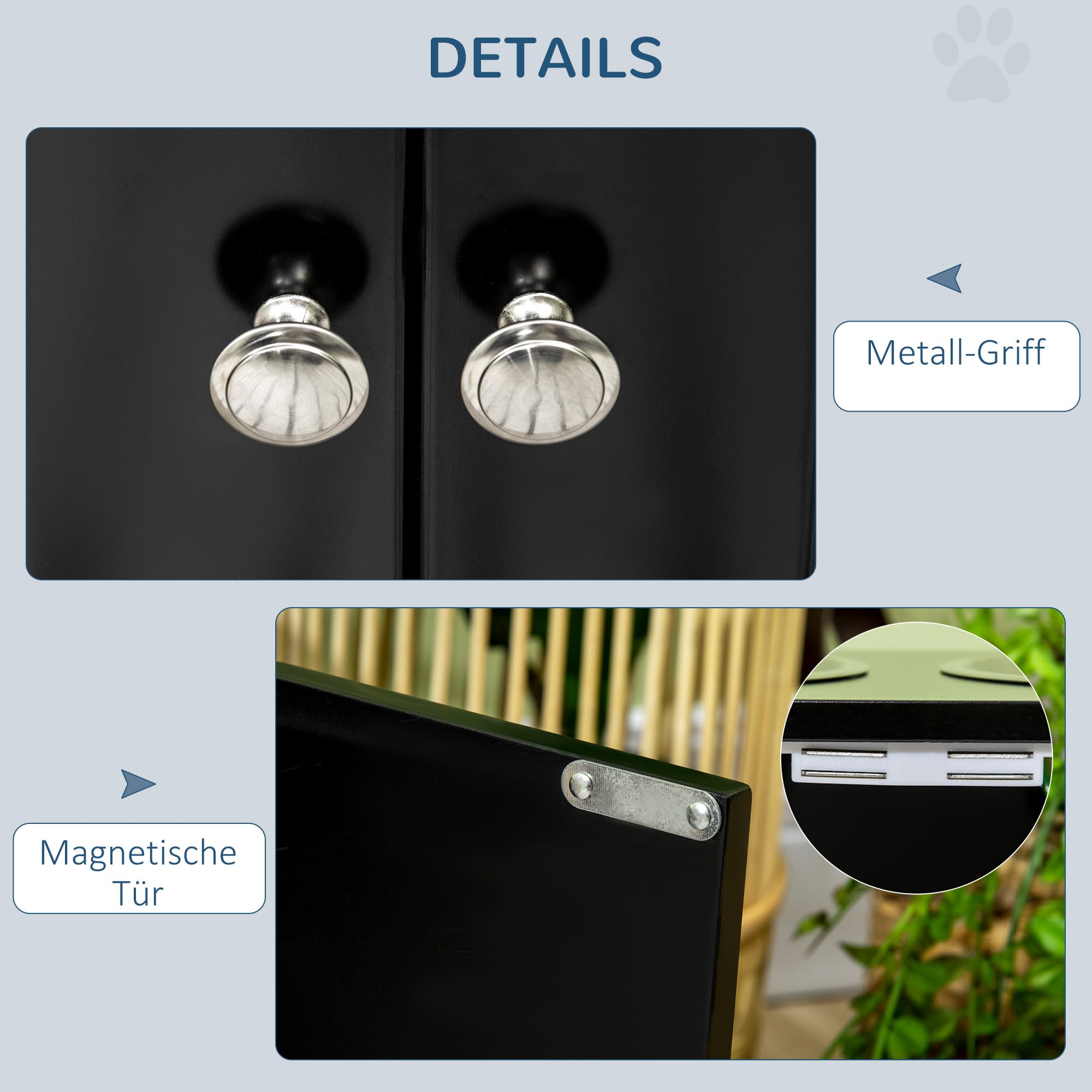 Comederos para Perros PawHut, comedero Elevado con 2 comederos de Acero Inoxidable, Soporte para comederos de Perros con Espacio de Almacenamiento de 44 litros, Puertas magnéticas, comedero, Bebedero | Comedero de agua, 2 cuencos de acero inoxidable de 20