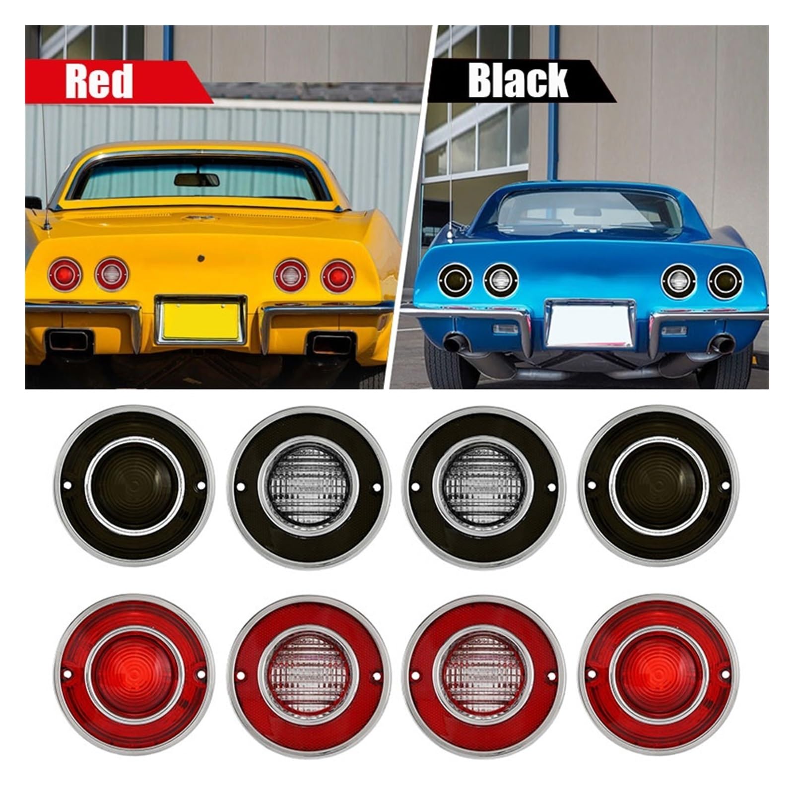 BHYYDS Achterlichten Voor Chevy Corvette C3 1975-1979 - Smoked Shell - Complete Set Achteruitrijlichten