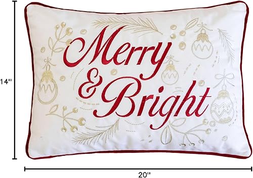 Miniatura 6 de Homey Cozy Merry & Bright - Almohada rectangular de Navidad, color blanco