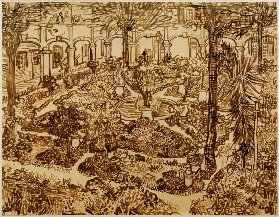 Toile murale Van Gogh Jardin des Hôpitaux 60x90cm pour remplacer une déco fade au salon