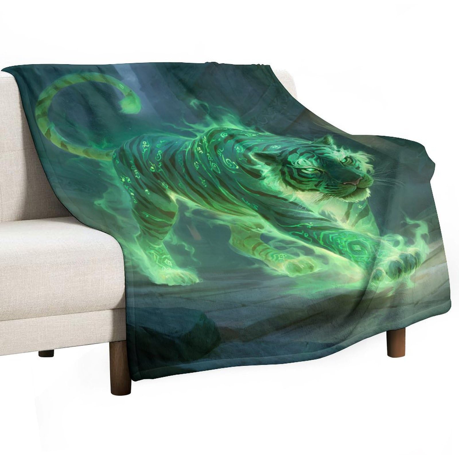 Couverture tigre vert fluo : le plaid anti-froid idéal contre les frissons