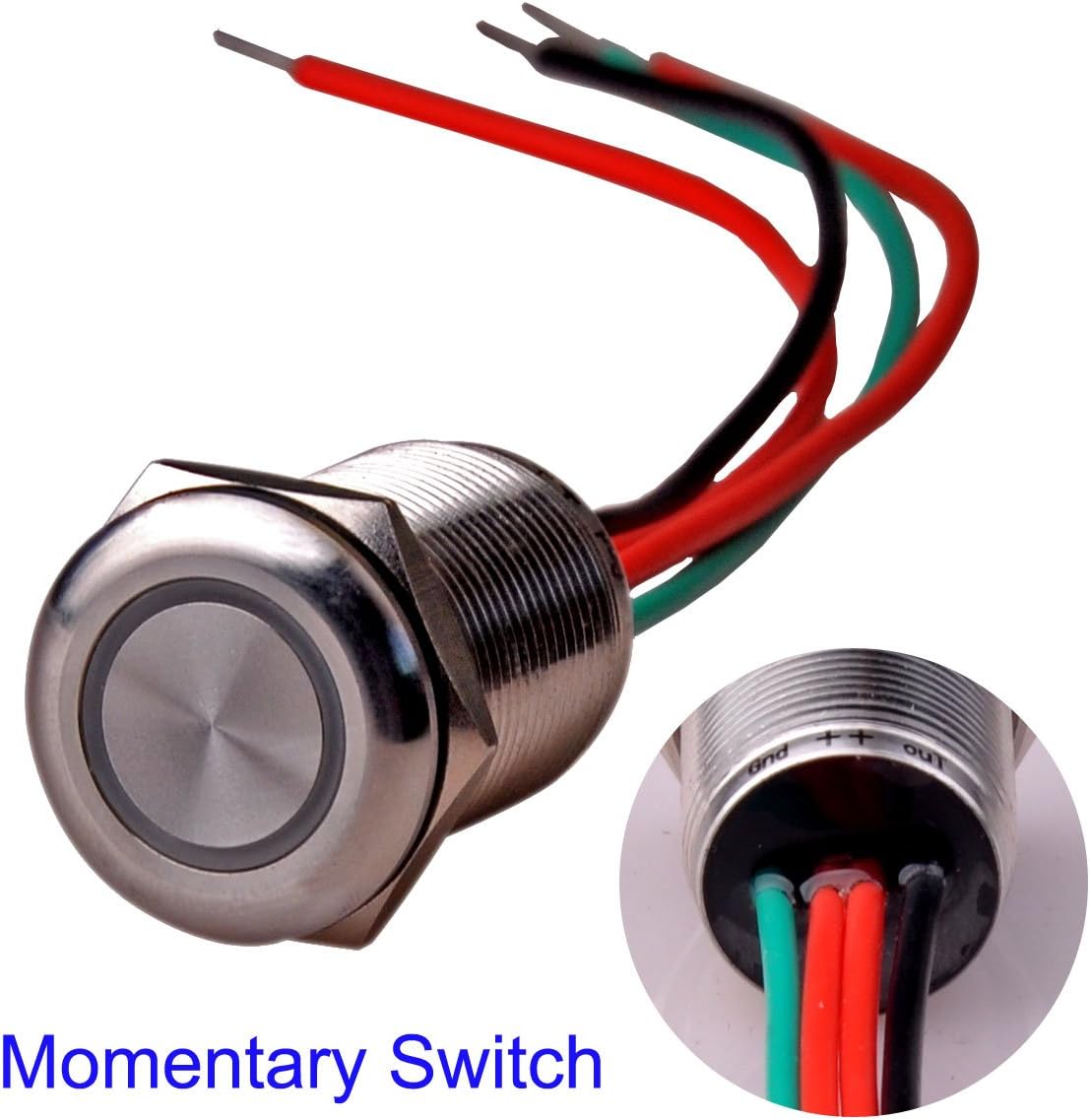 Touch Switch UT19W1 Momentary Switch DC 6V to 24V Blue LED Suitable for 19mm 3/4" Mounting Hole